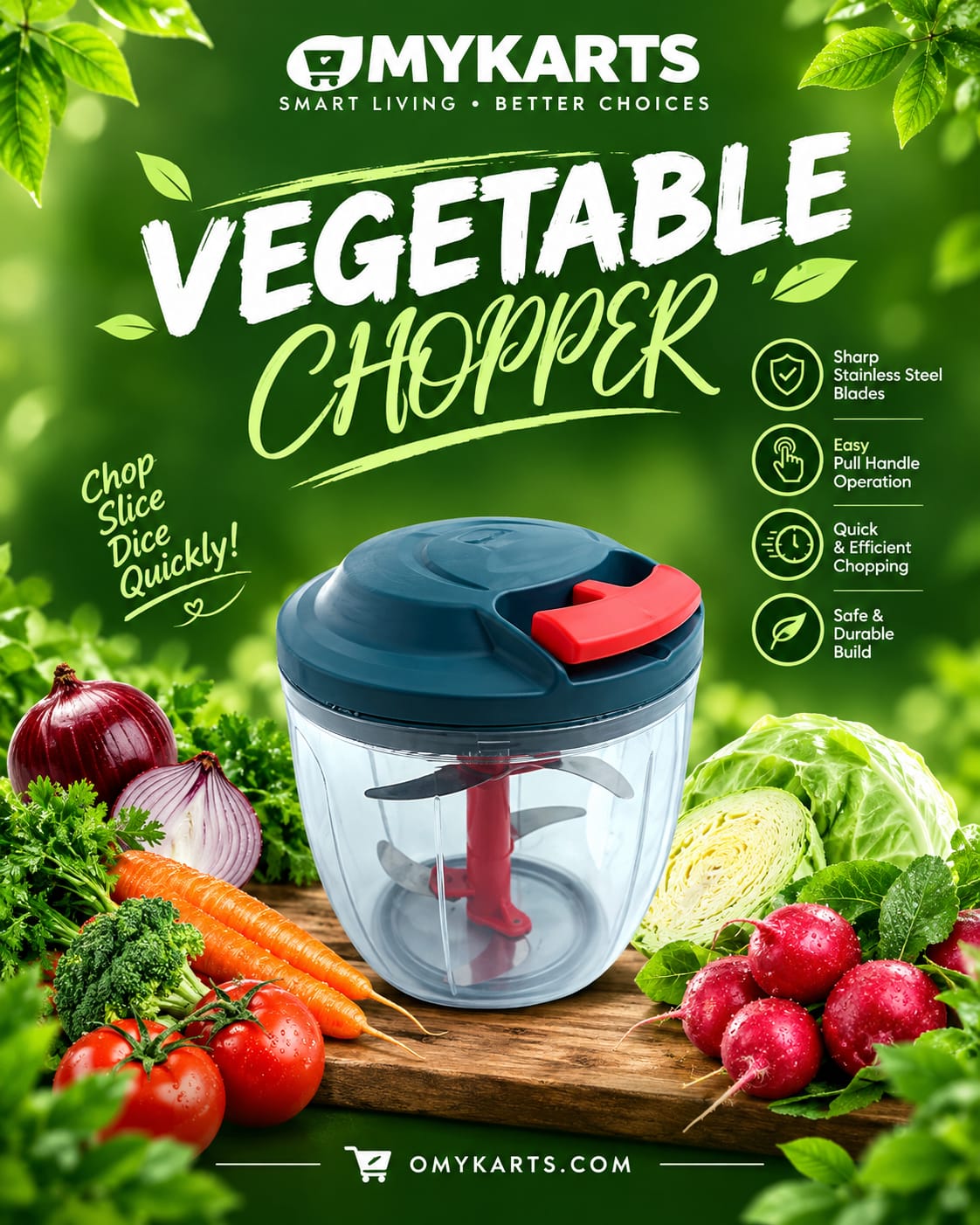 Hand-powered Vegetable Chopper (1000 Ml)