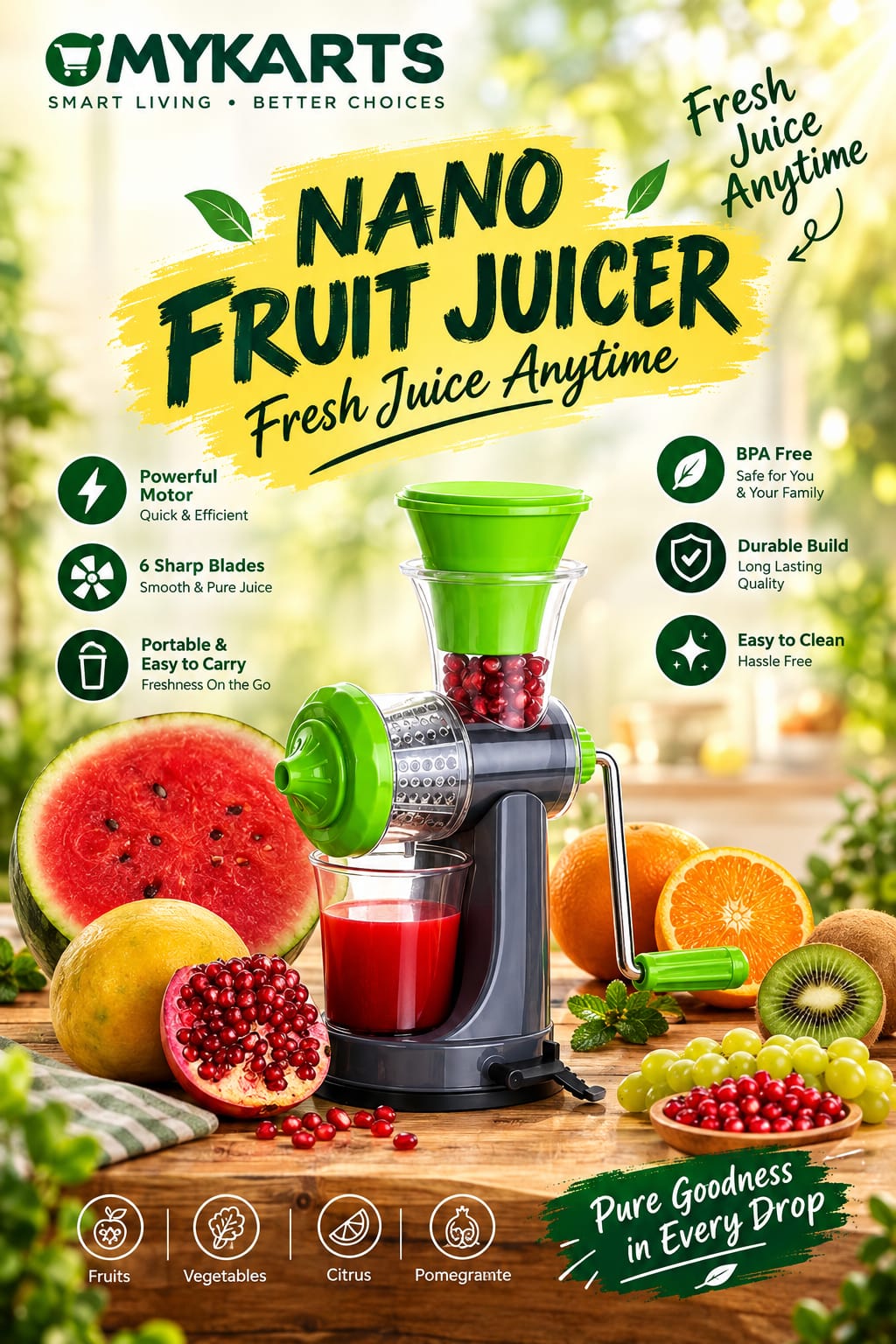 Fruits and vegetable juicer , nano, or mini juicer