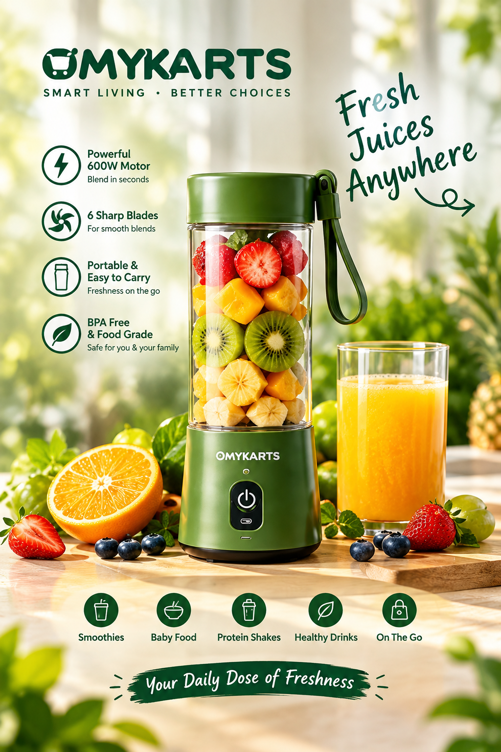 Multi-Purpose Portable USB Electric Juicer 6-Blades, Protein Shaker, Blender Mixer Cup (380 ML)