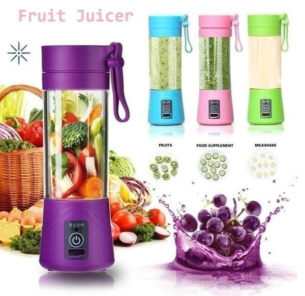 Multi-Purpose Portable USB Electric Juicer 6-Blades, Protein Shaker, Blender Mixer Cup (380 ML)
