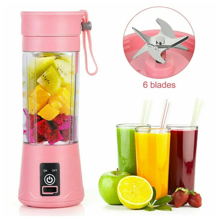 Multi-Purpose Portable USB Electric Juicer 6-Blades, Protein Shaker, Blender Mixer Cup (380 ML)