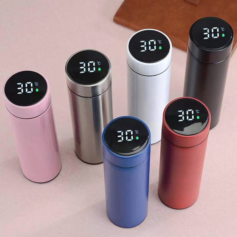 Digital Vacuum Insulated Water Bottle - Blue (1 Pc , 500 ML)