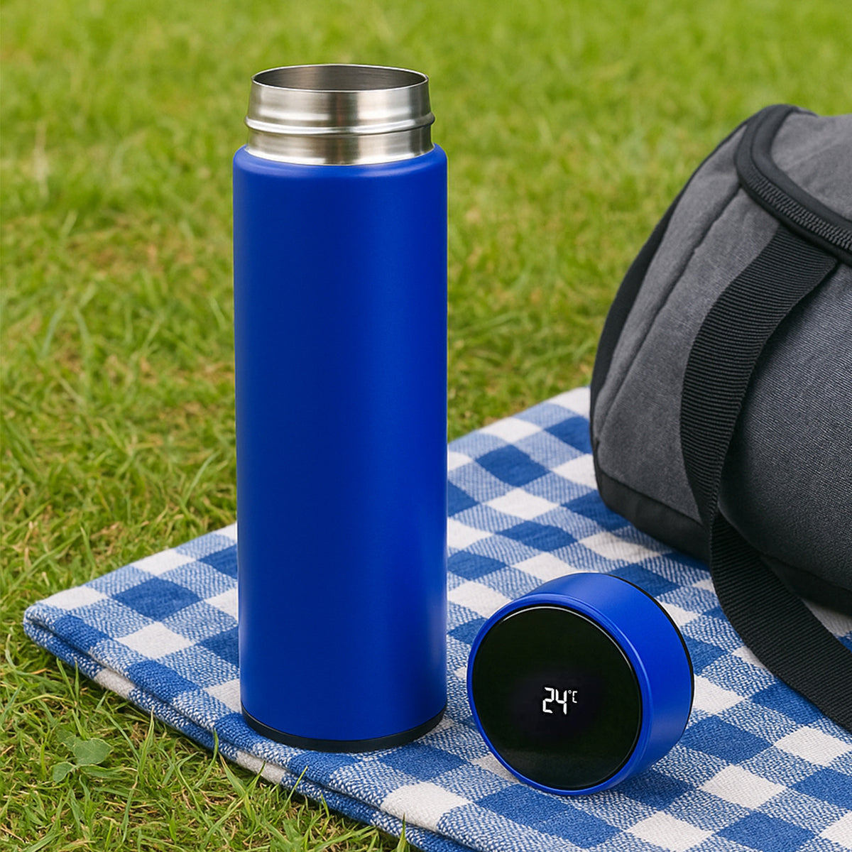 Digital Vacuum Insulated Water Bottle - Blue (1 Pc , 500 ML)
