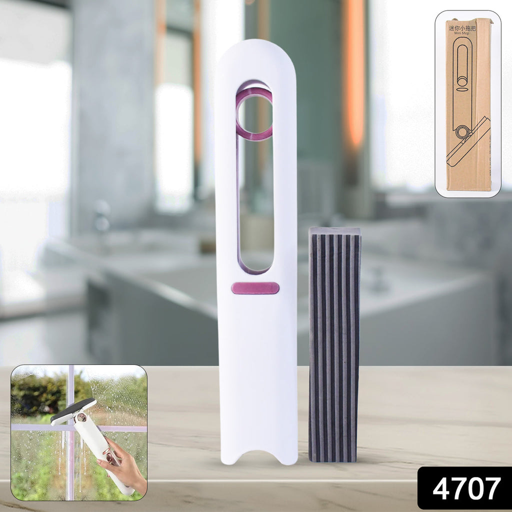 Portable Self-squeeze Short Mop Mini Hand Wash-free Strong Absorbent Mop With 1 Cotton Head Cleaning Sponge For Bathroom Kitchens Table